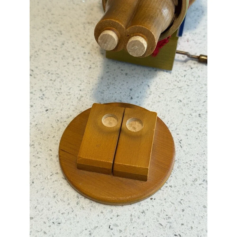 Vintage Steinbach German Wooden Smoker with Crank Music Box Christmas Caroler